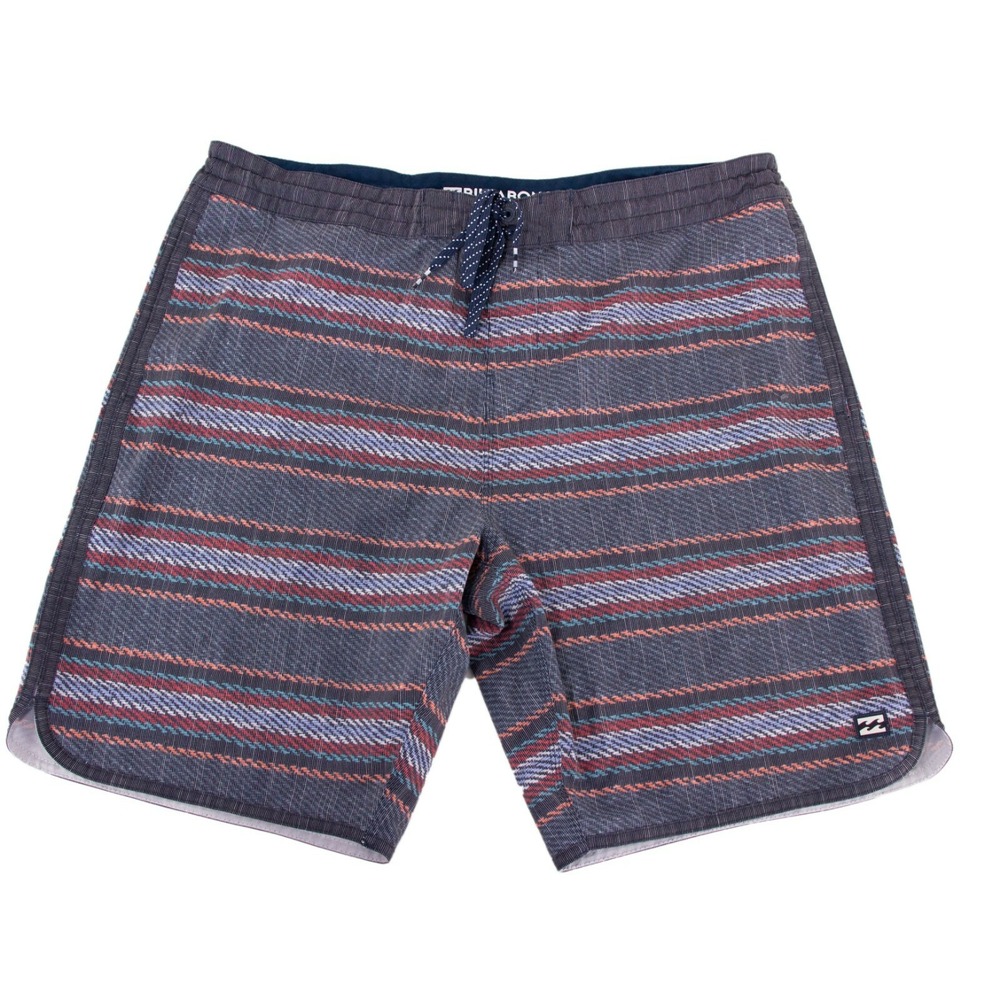 Billabong Lowtides Mens 38 Gray Multicolor Stripe Swim‎ Trunks Boardshorts